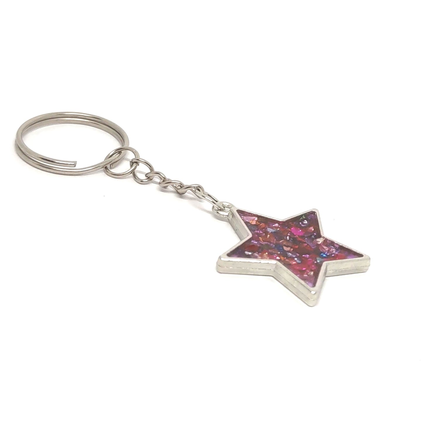 Multicolored Stone Resin Star Adornment on Chain Ring