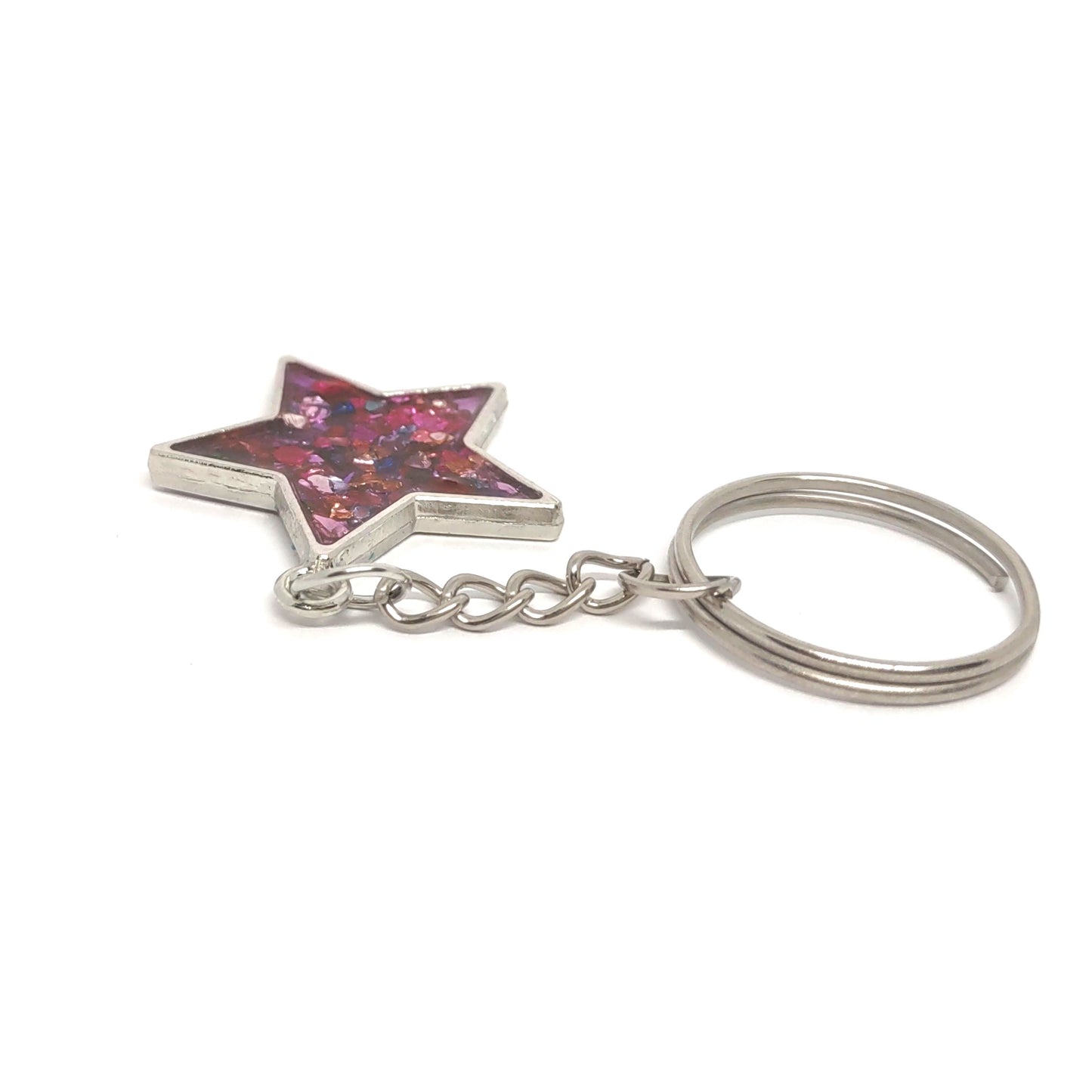 Multicolored Stone Resin Star Adornment on Chain Ring