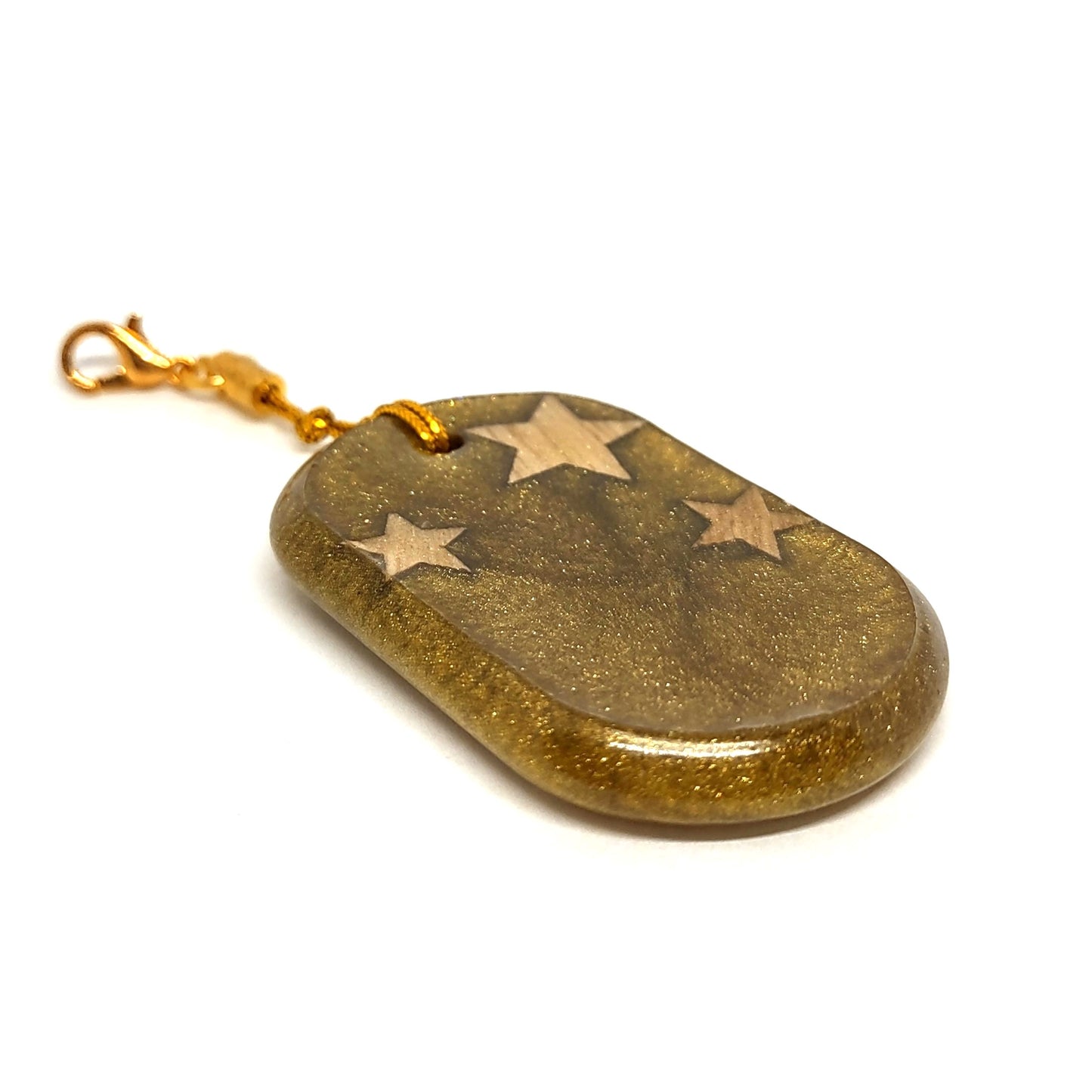 Wood Stars Golden Resin Adornment