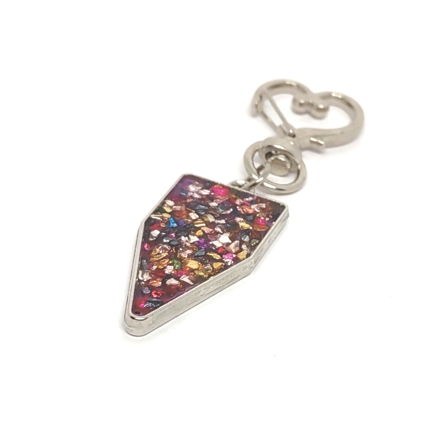 Multicolored Stone Resin Abstract Adornment on Heart Clasp