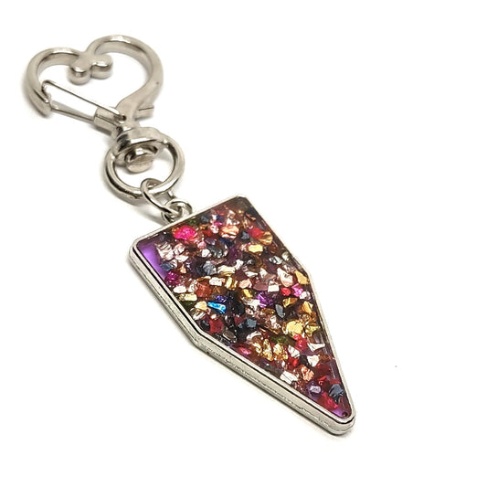 Multicolored Stone Resin Abstract Adornment on Heart Clasp