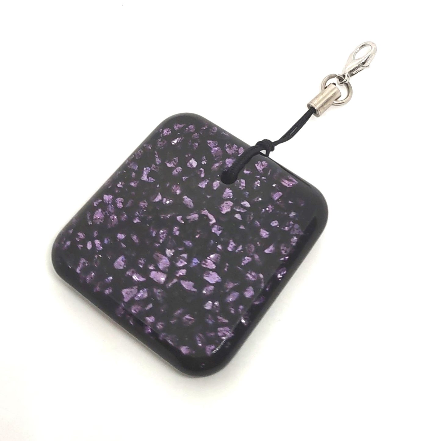 Purple Stones Encased in Resin Square Adornment