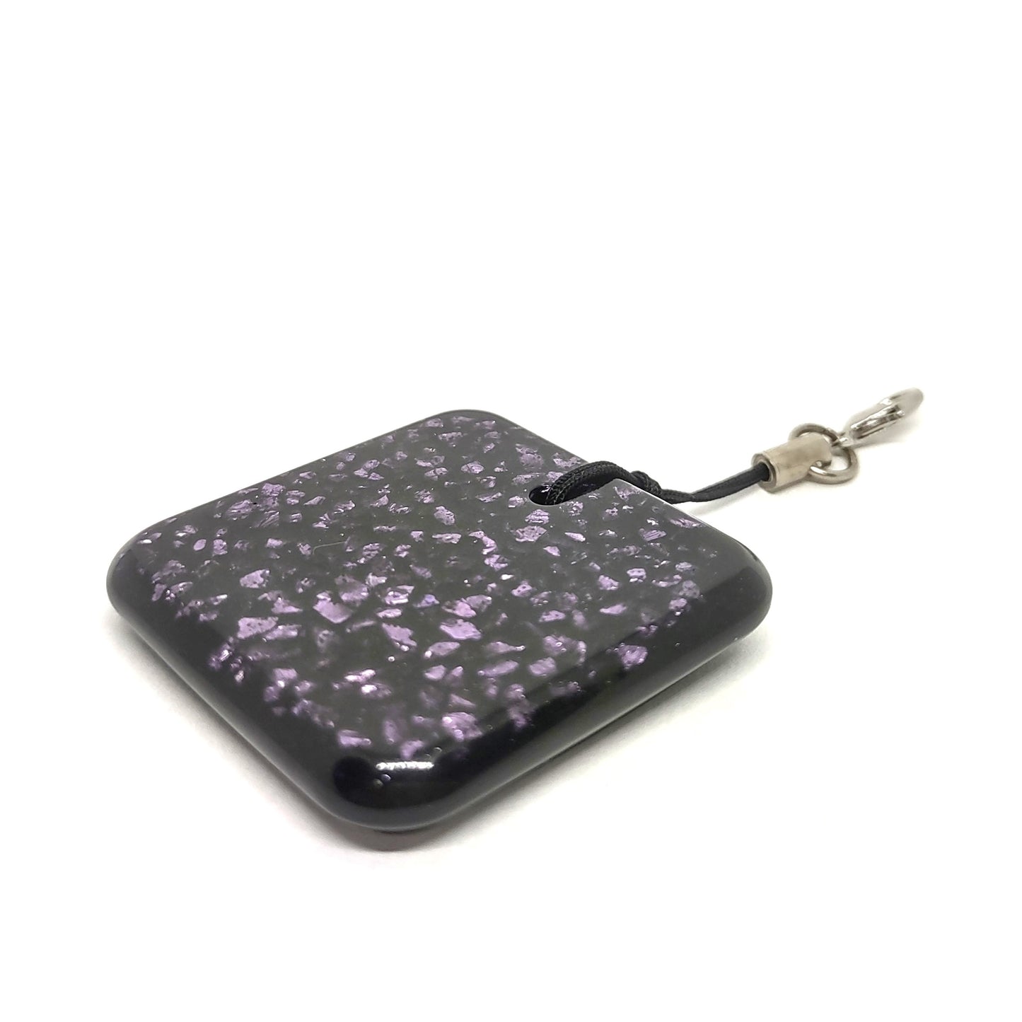 Purple Stones Encased in Resin Square Adornment