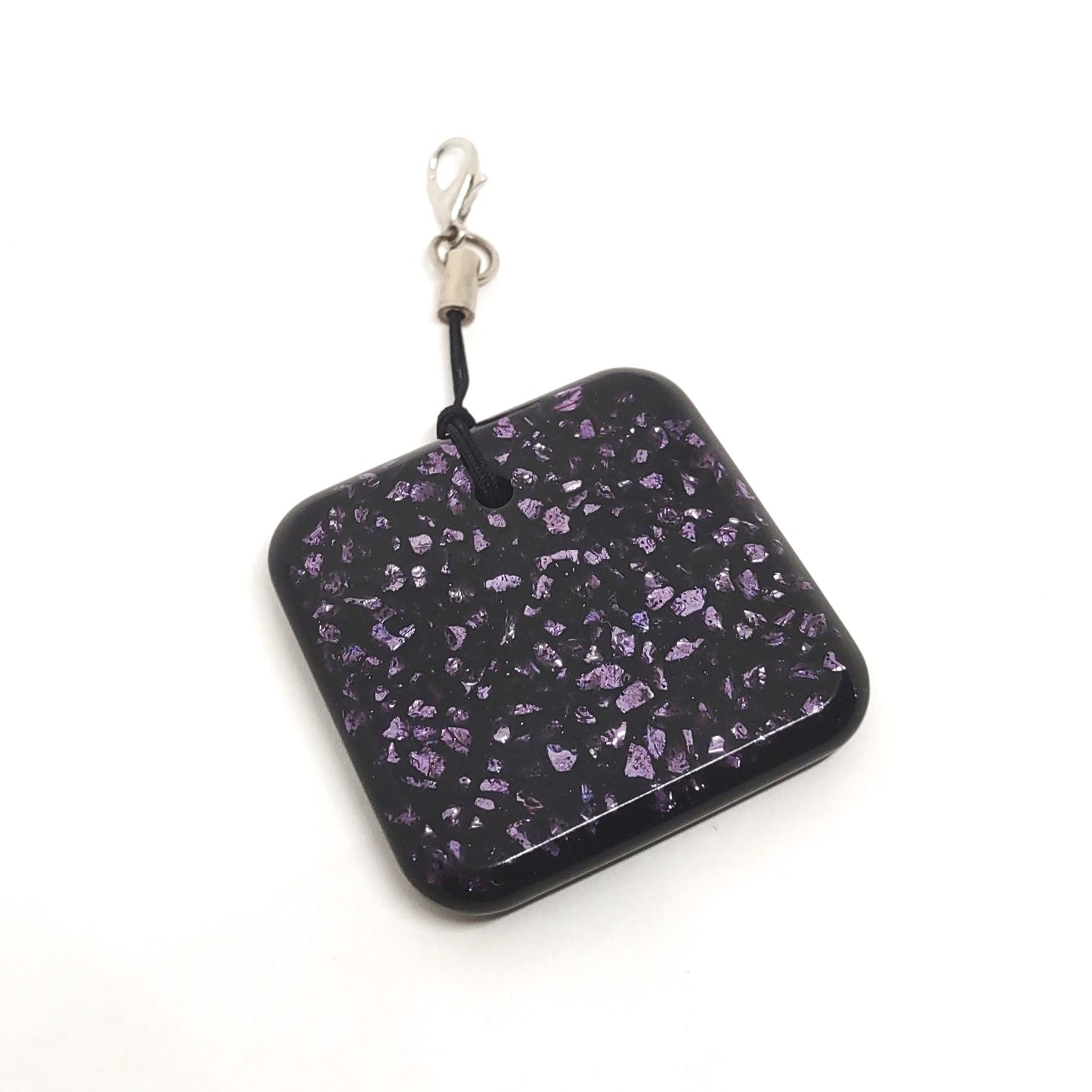 Purple Stones Encased in Resin Square Adornment