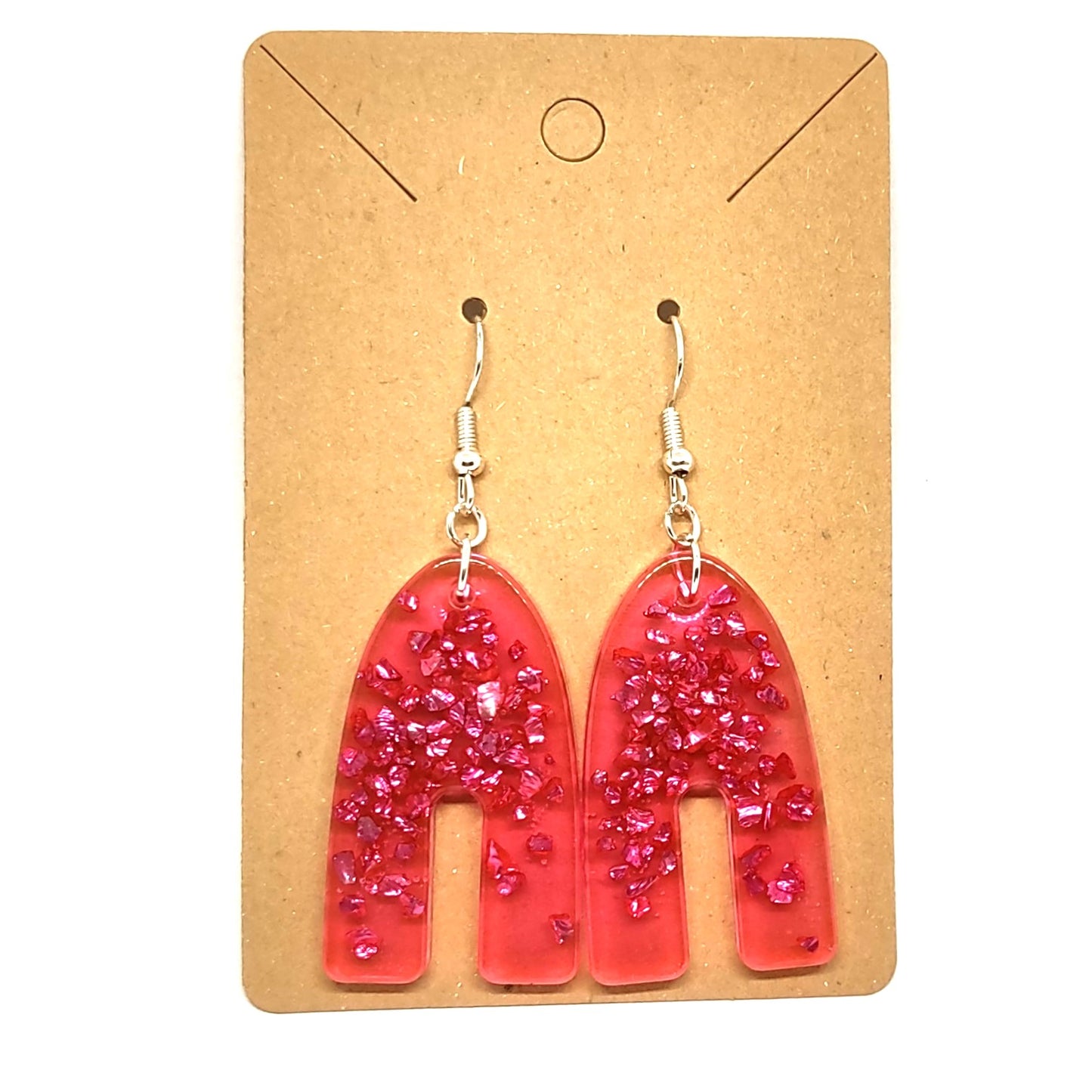 Bright Pink Stones Pink Resin Earrings