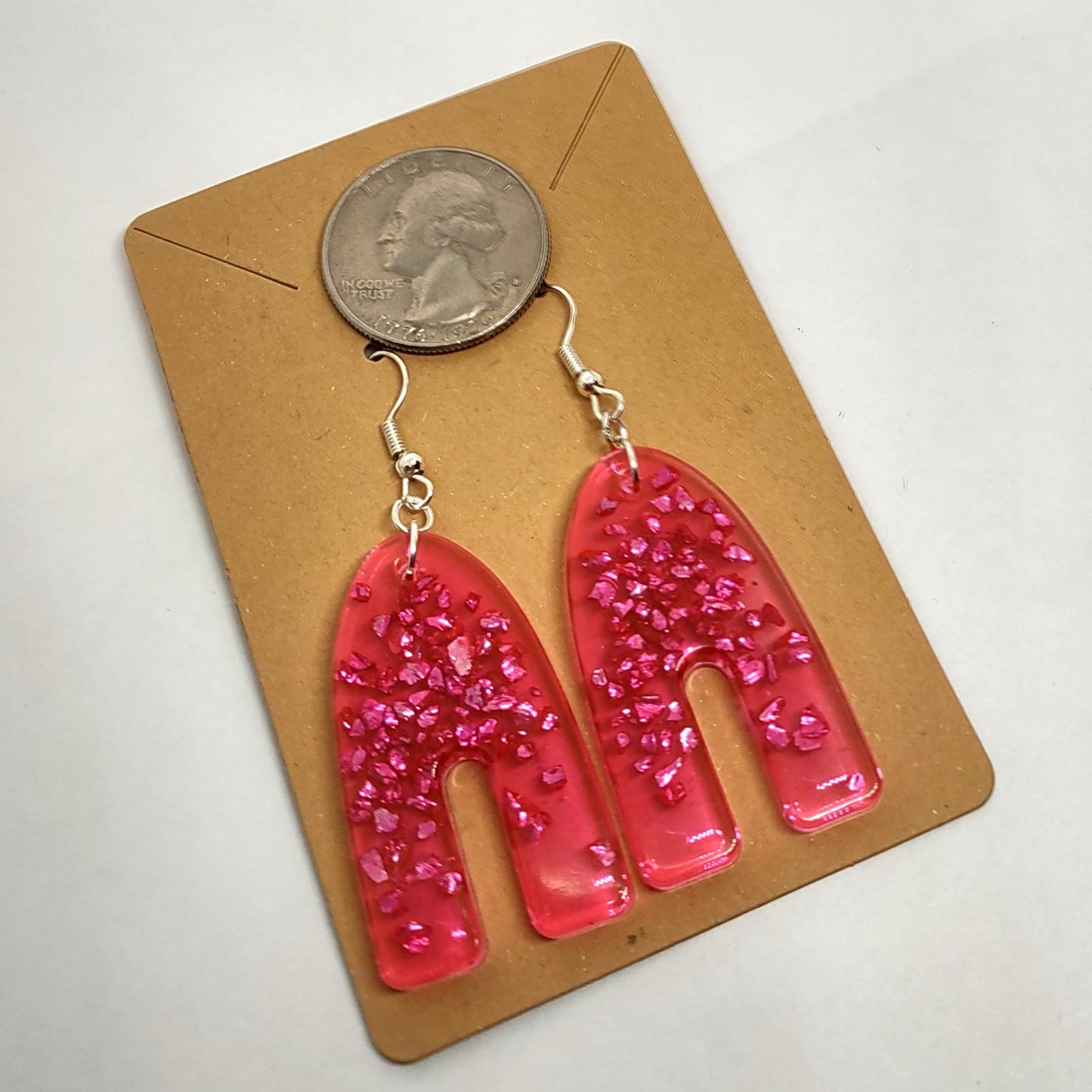 Bright Pink Stones Pink Resin Earrings