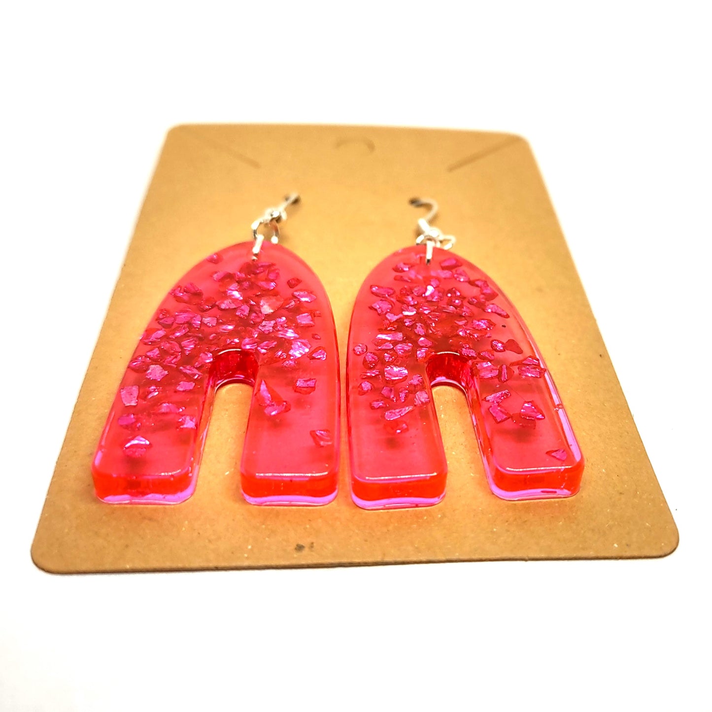 Bright Pink Stones Pink Resin Earrings