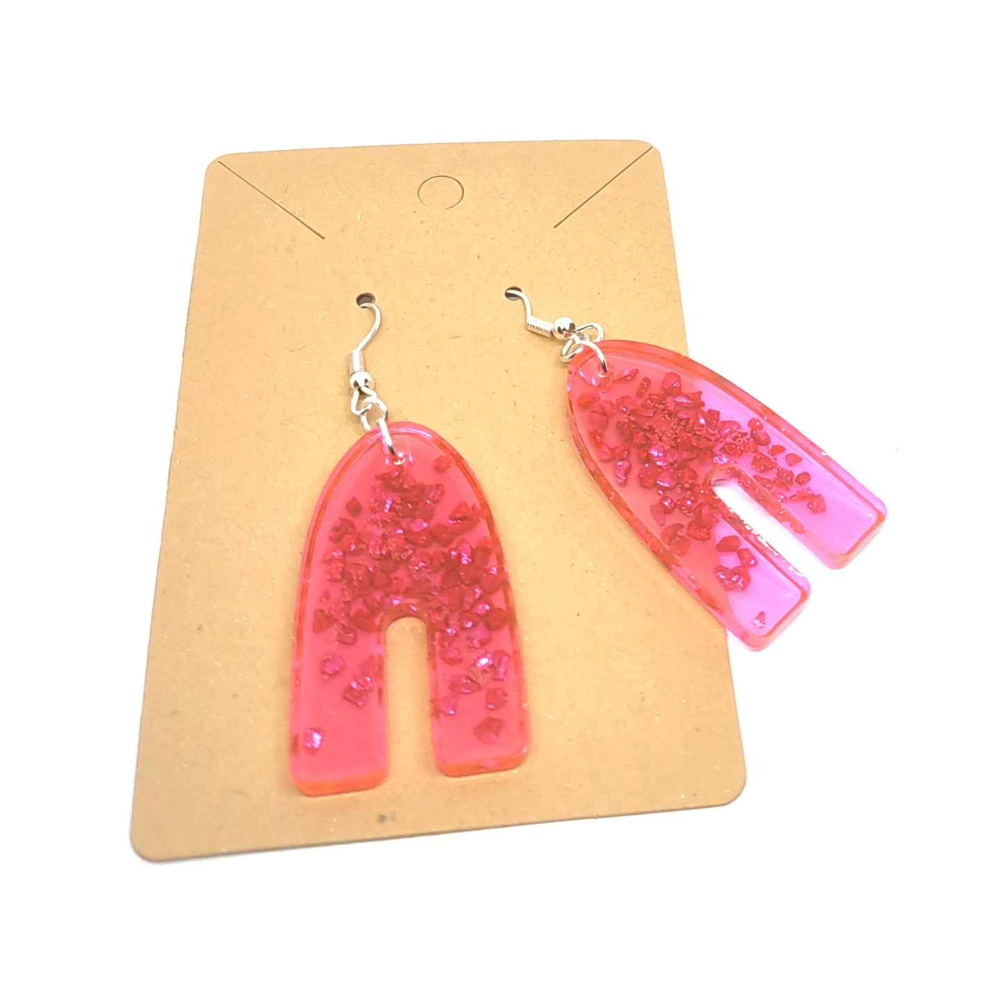 Bright Pink Stones Pink Resin Earrings