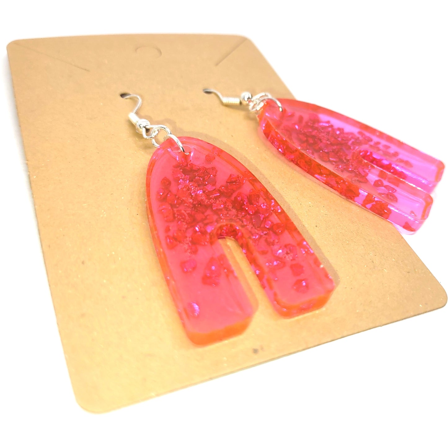 Bright Pink Stones Pink Resin Earrings