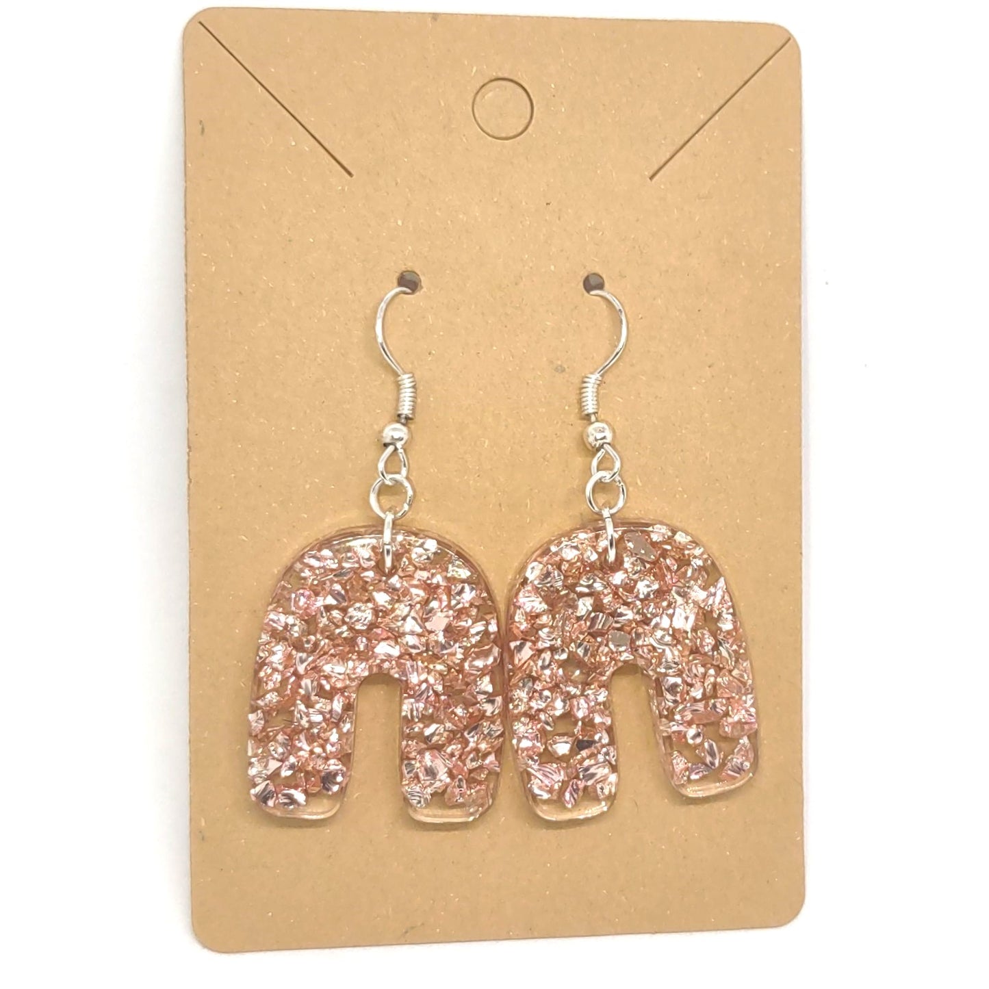 Rose Gold Stones Resin Arch Earrings