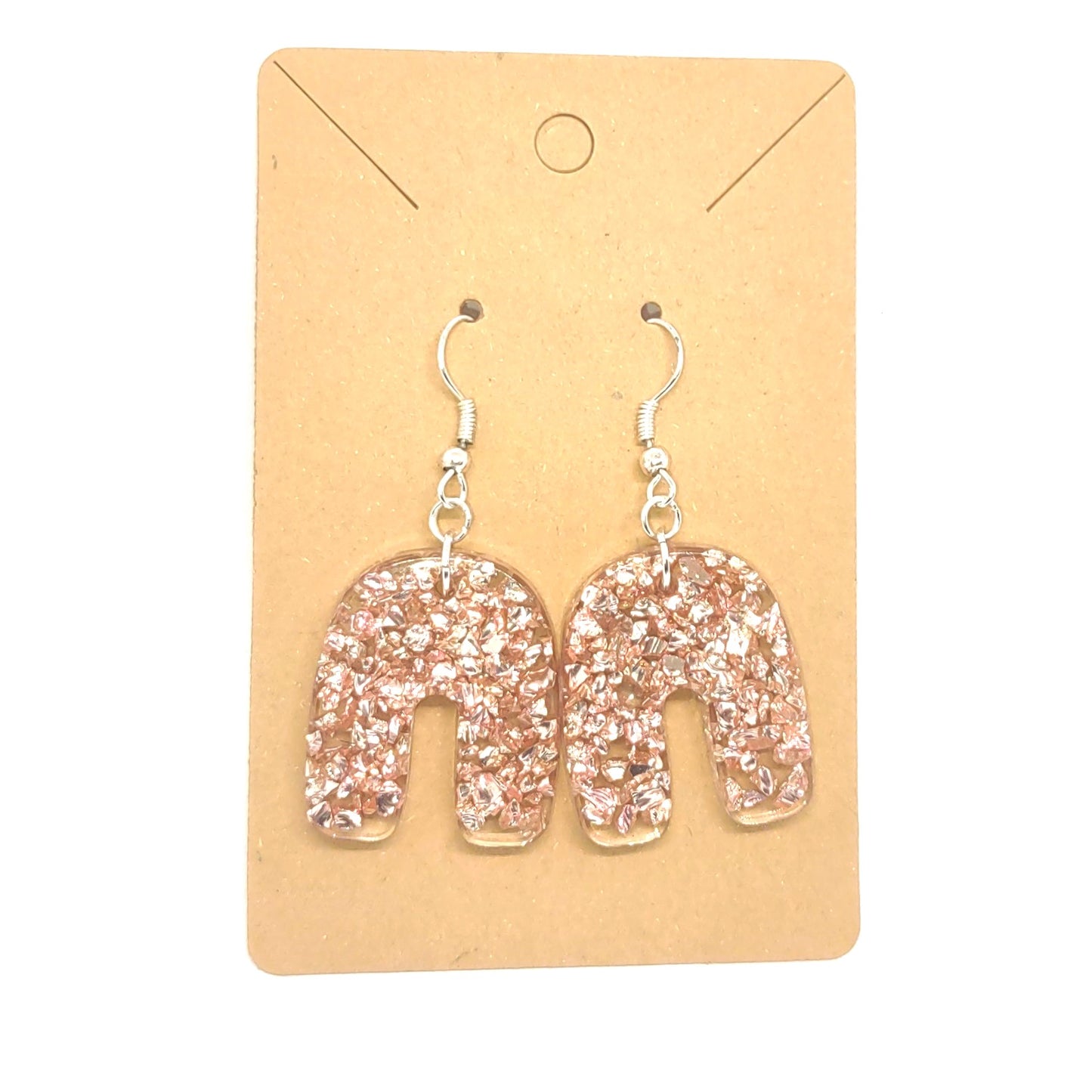 Rose Gold Stones Resin Arch Earrings