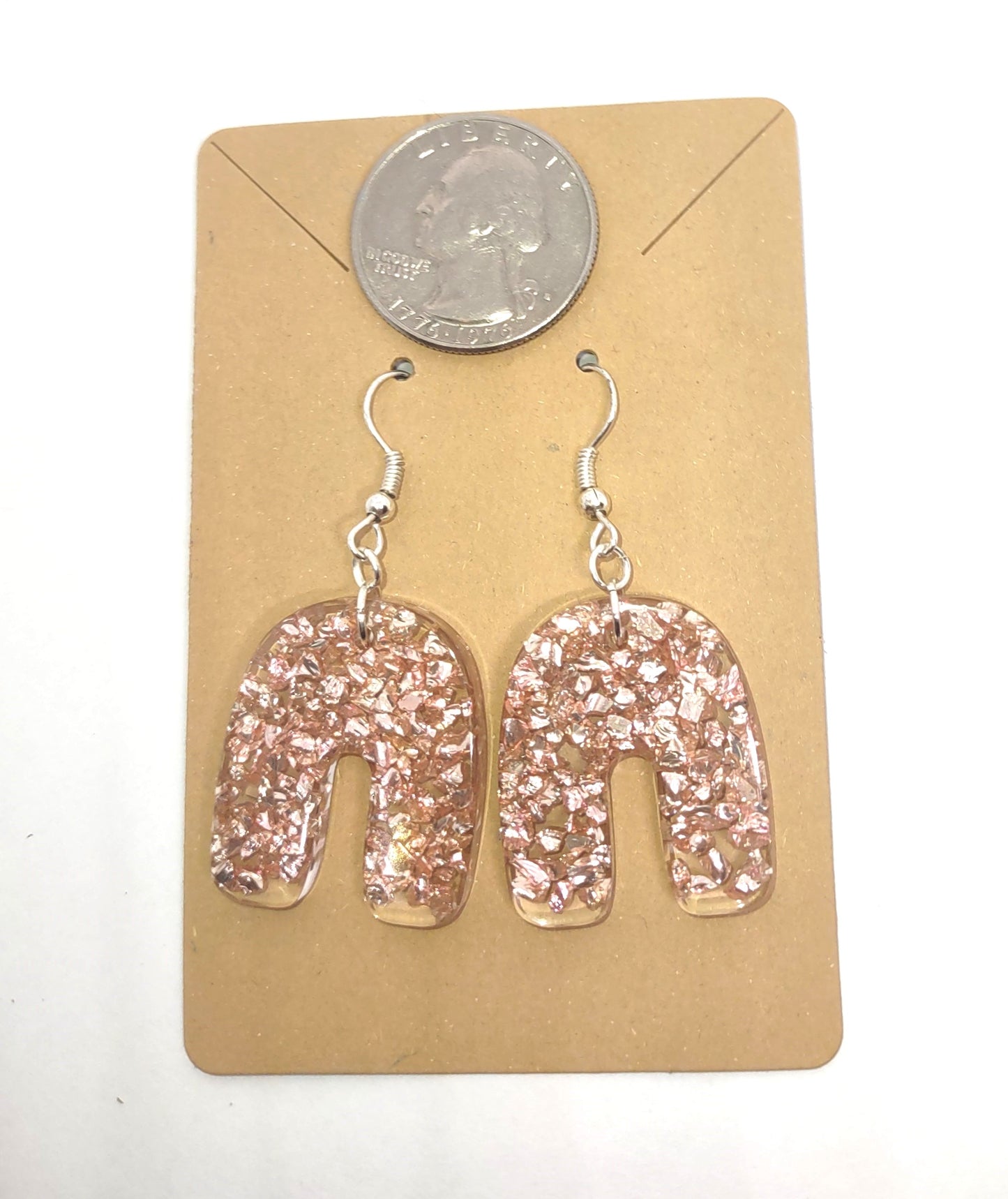 Rose Gold Stones Resin Arch Earrings