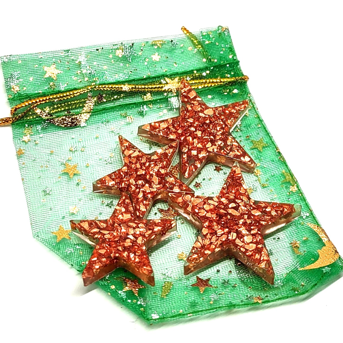 Star Resin Magnet Set Copper Stones Encased Resin