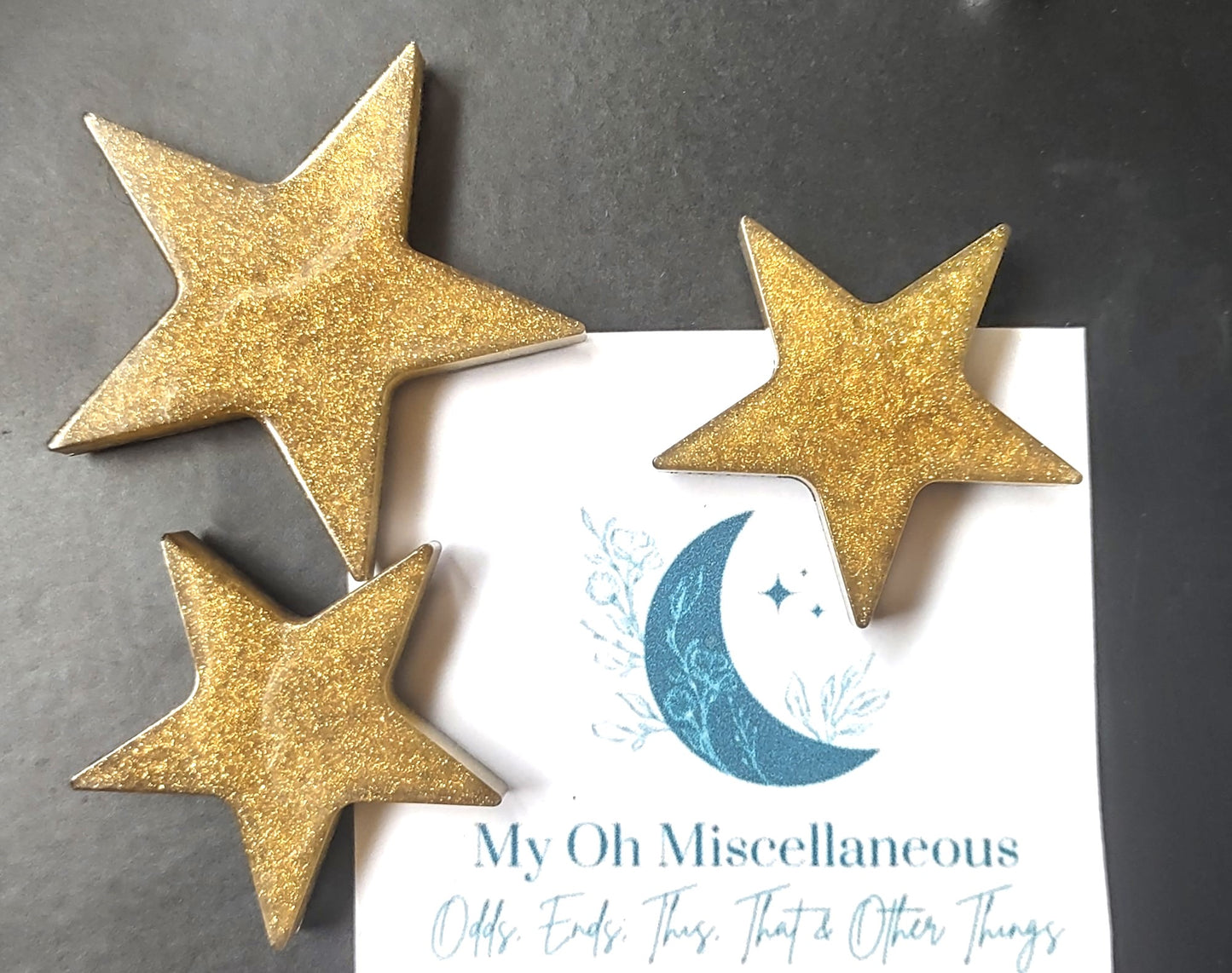 Star Resin Magnet Set Dark Gold Black Back