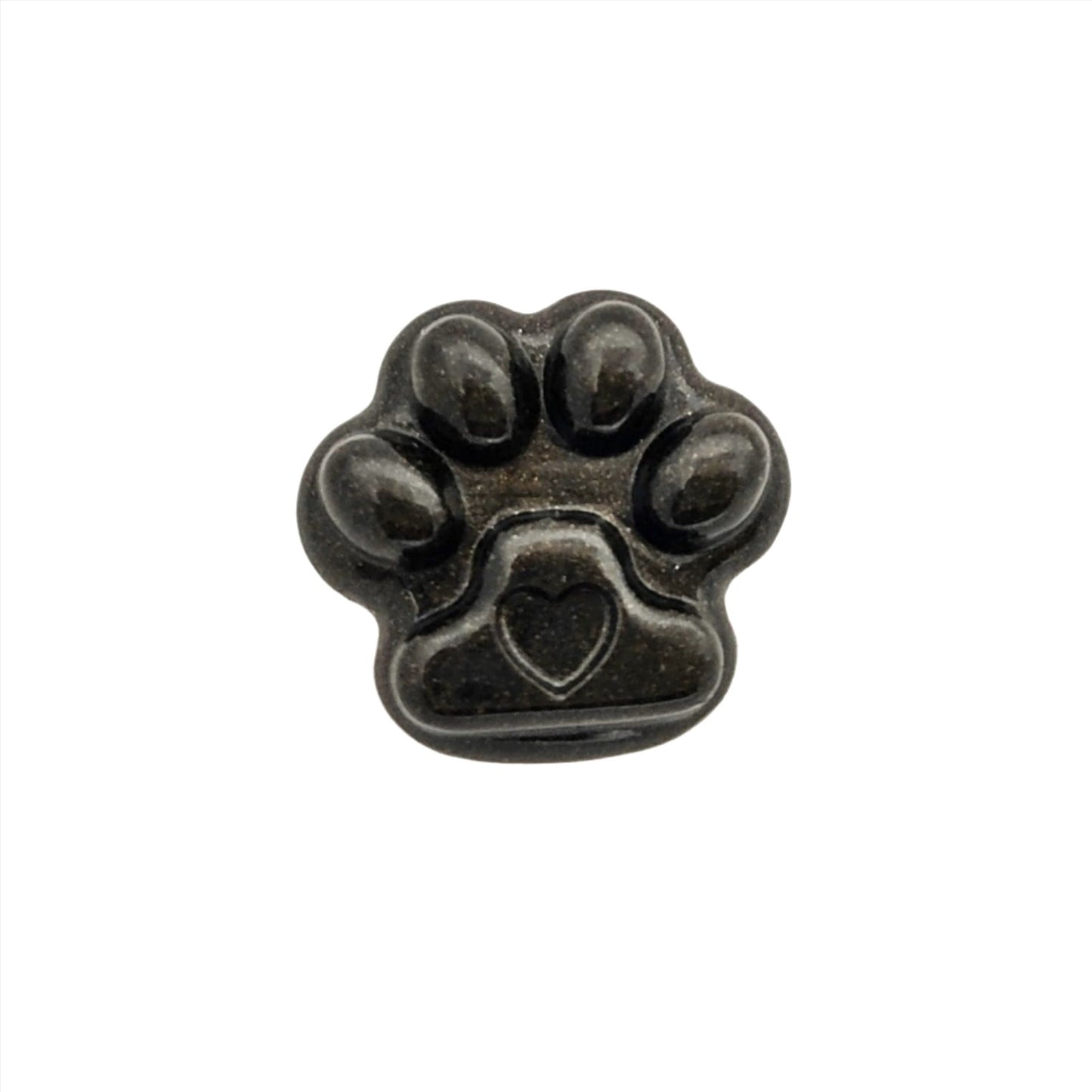 Paw Print with Heart Resin Magnet Sparkling Black