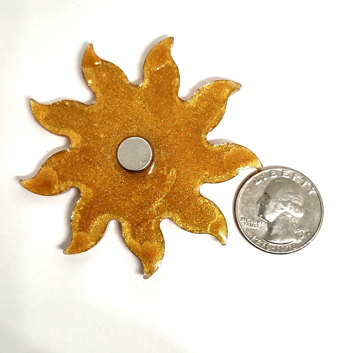 Sun Magnet Golden Rocks Encased in Resin