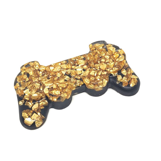 Game Controller Magnet Golden Rocks Encased in Resin