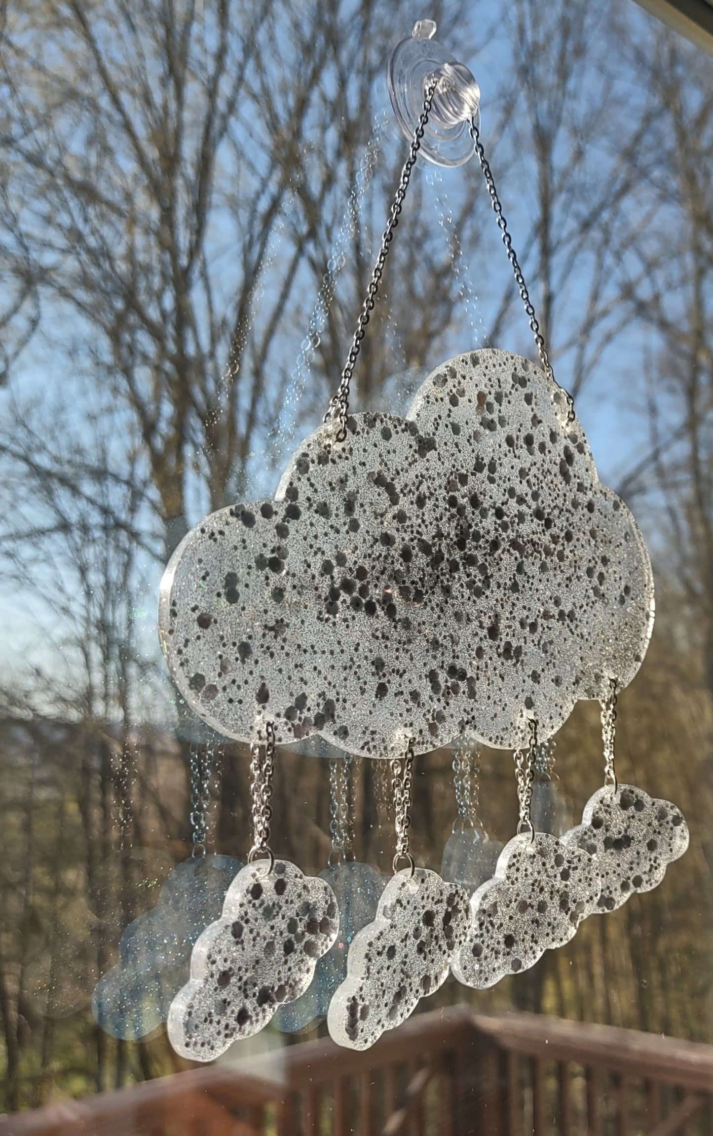 Holographic Cloud Sun Catcher Window Hang Hand Crafted Resin