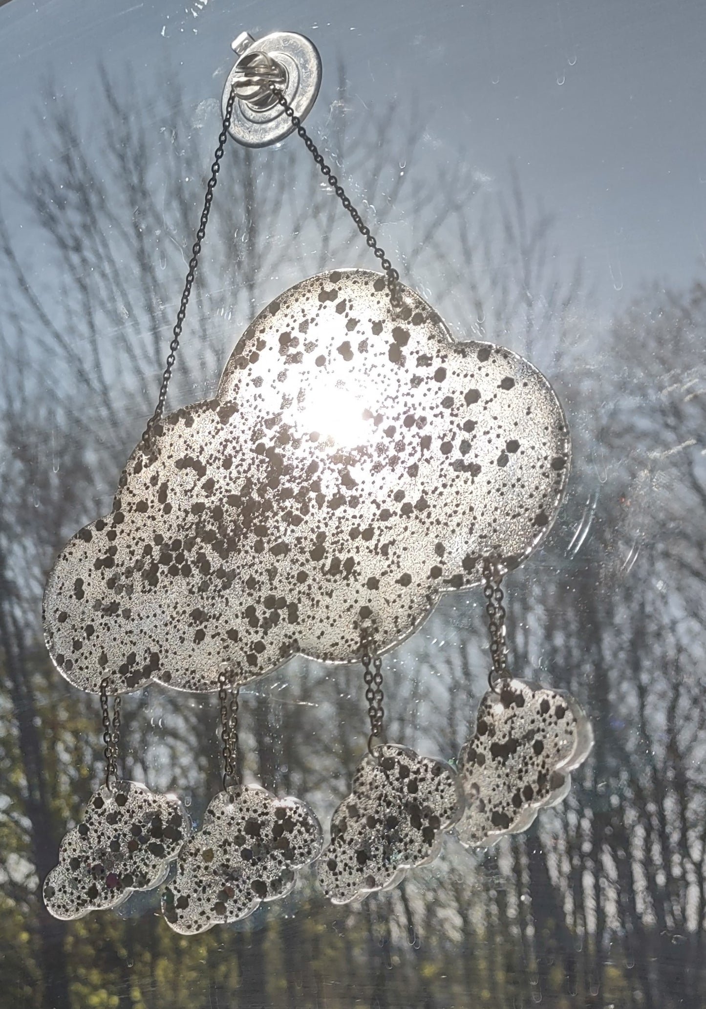 Holographic Cloud Sun Catcher Window Hang Hand Crafted Resin