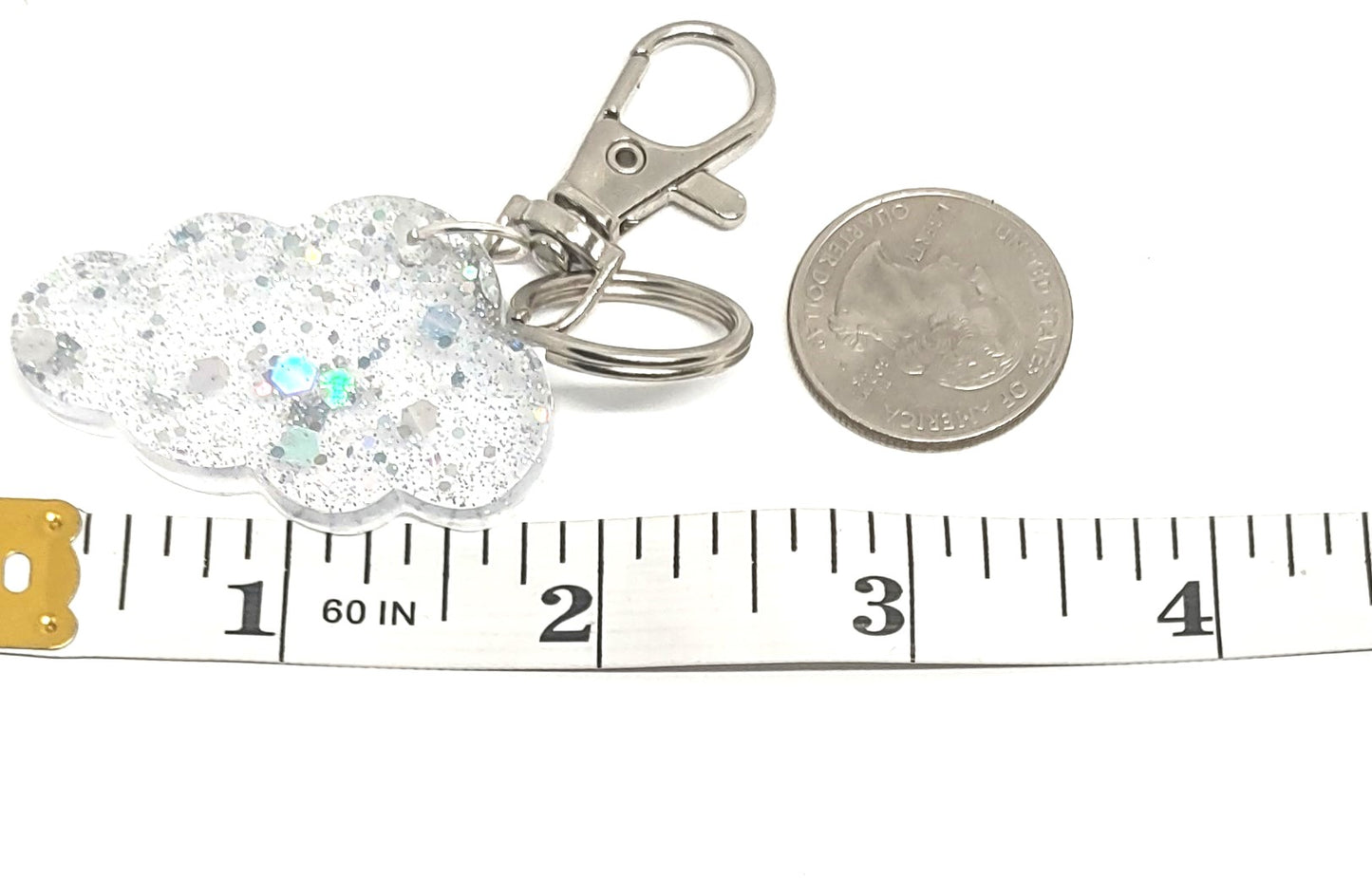 Holographic Cloud Clip Key Ring Adornment Hand Crafted Resin