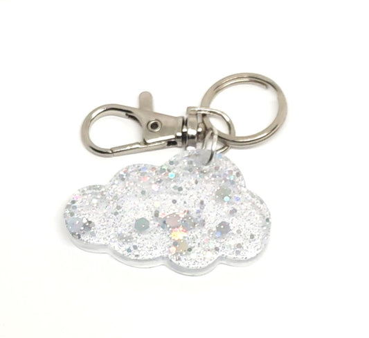 Holographic Cloud Clip Key Ring Adornment Hand Crafted Resin