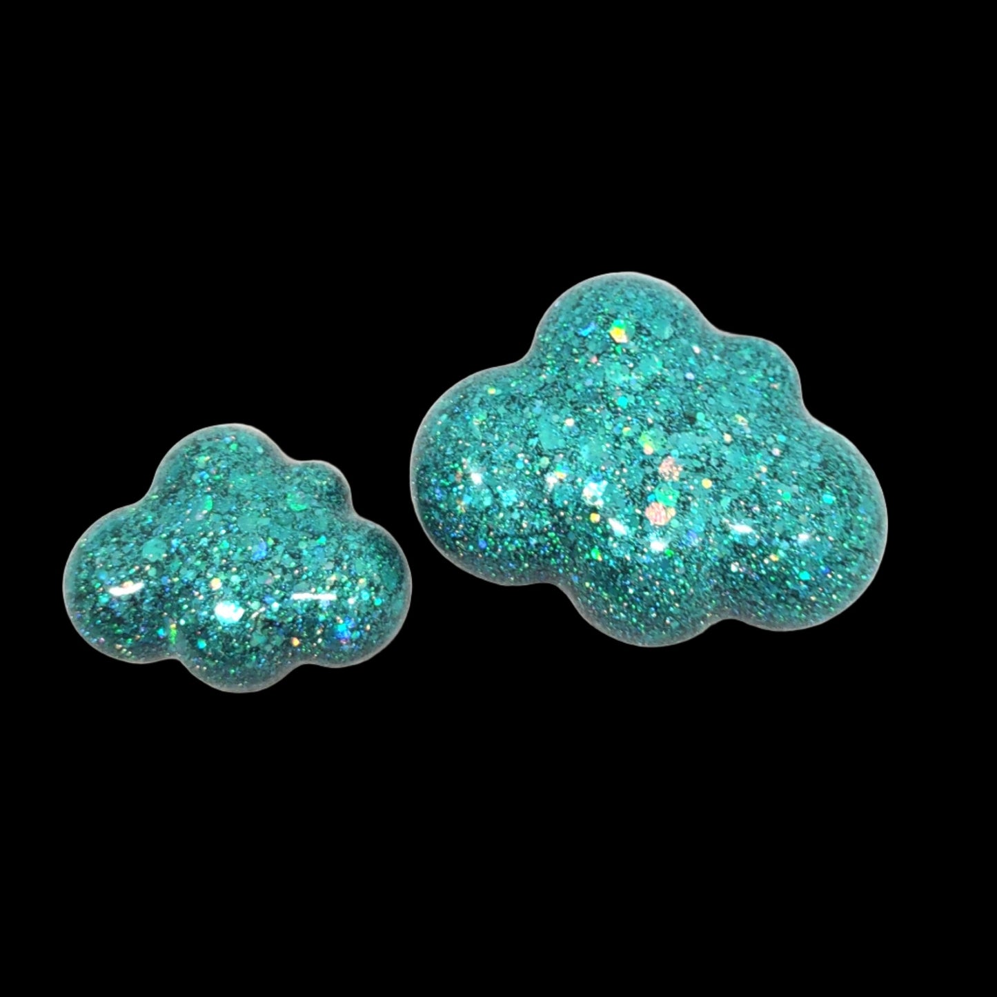 Holographic Blue Cloud Resin Magnet Set of 2