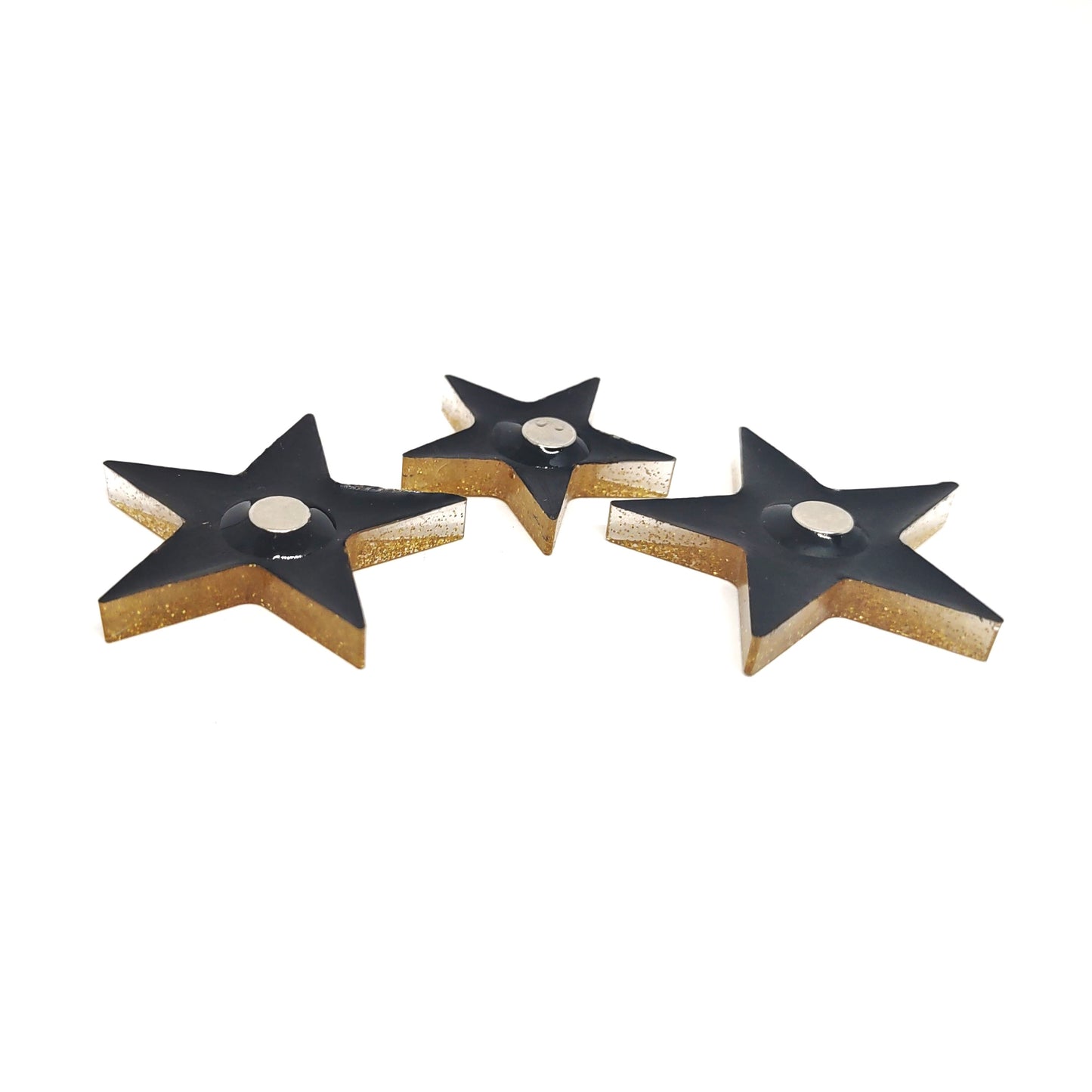 Star Magnet Set Gold Glitter Resin Magnets