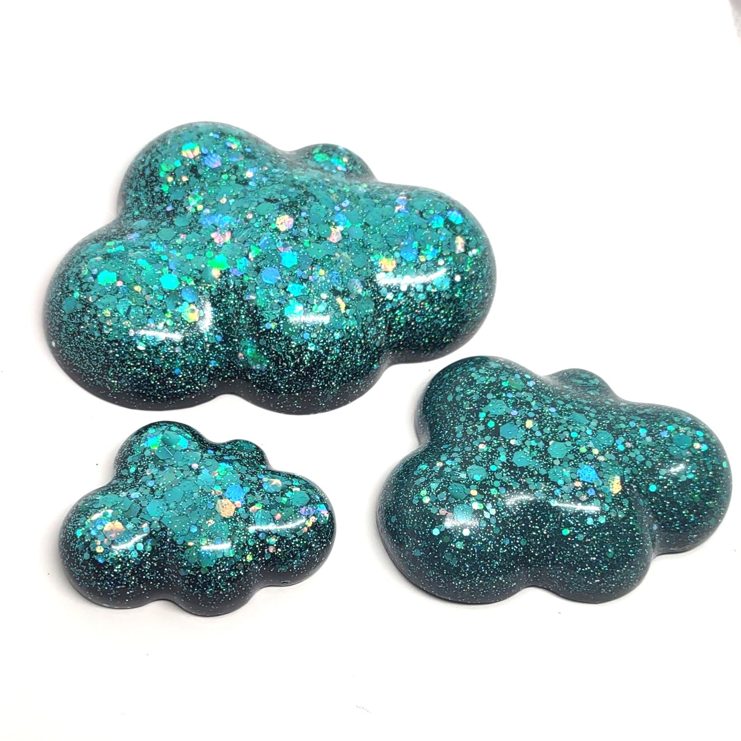 Cloud Magnet Set Blue Holographic Resin Large Medium & Small