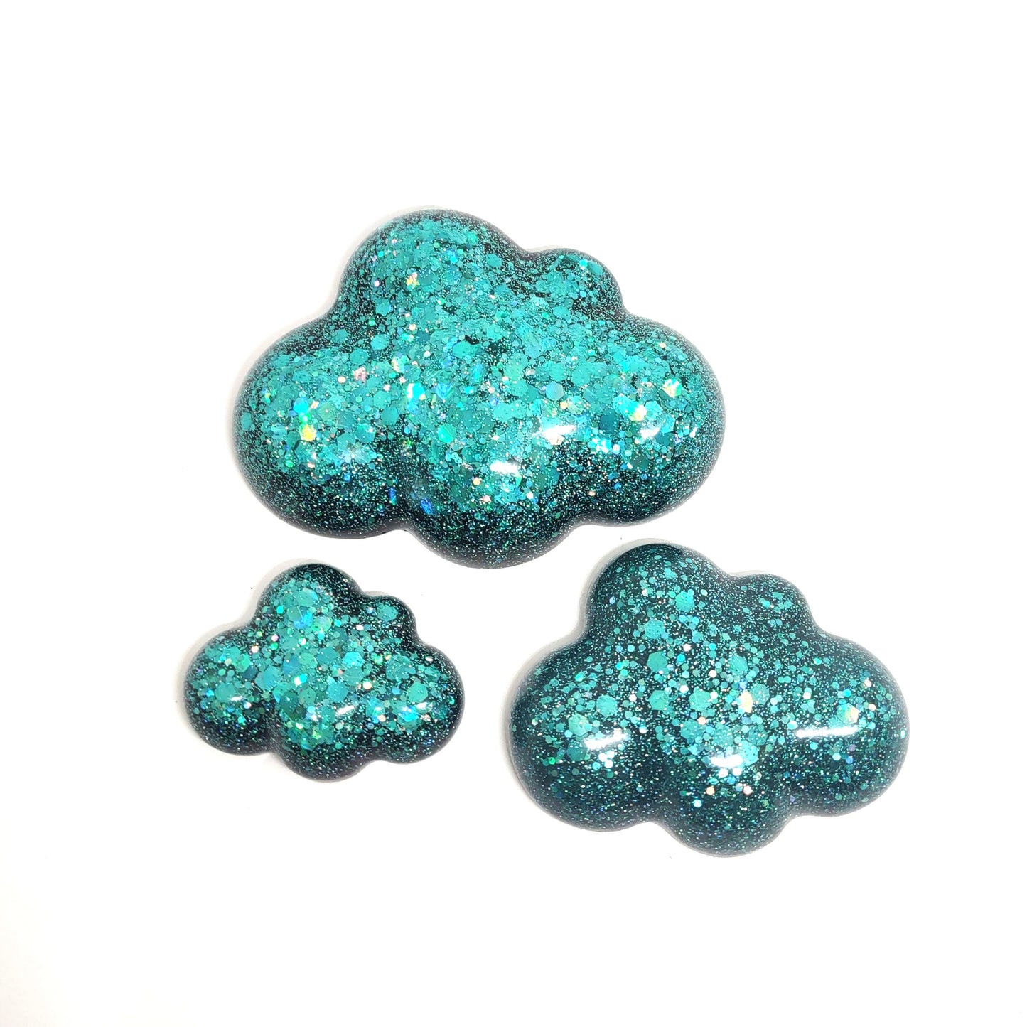 Cloud Magnet Set Blue Holographic Resin Large Medium & Small