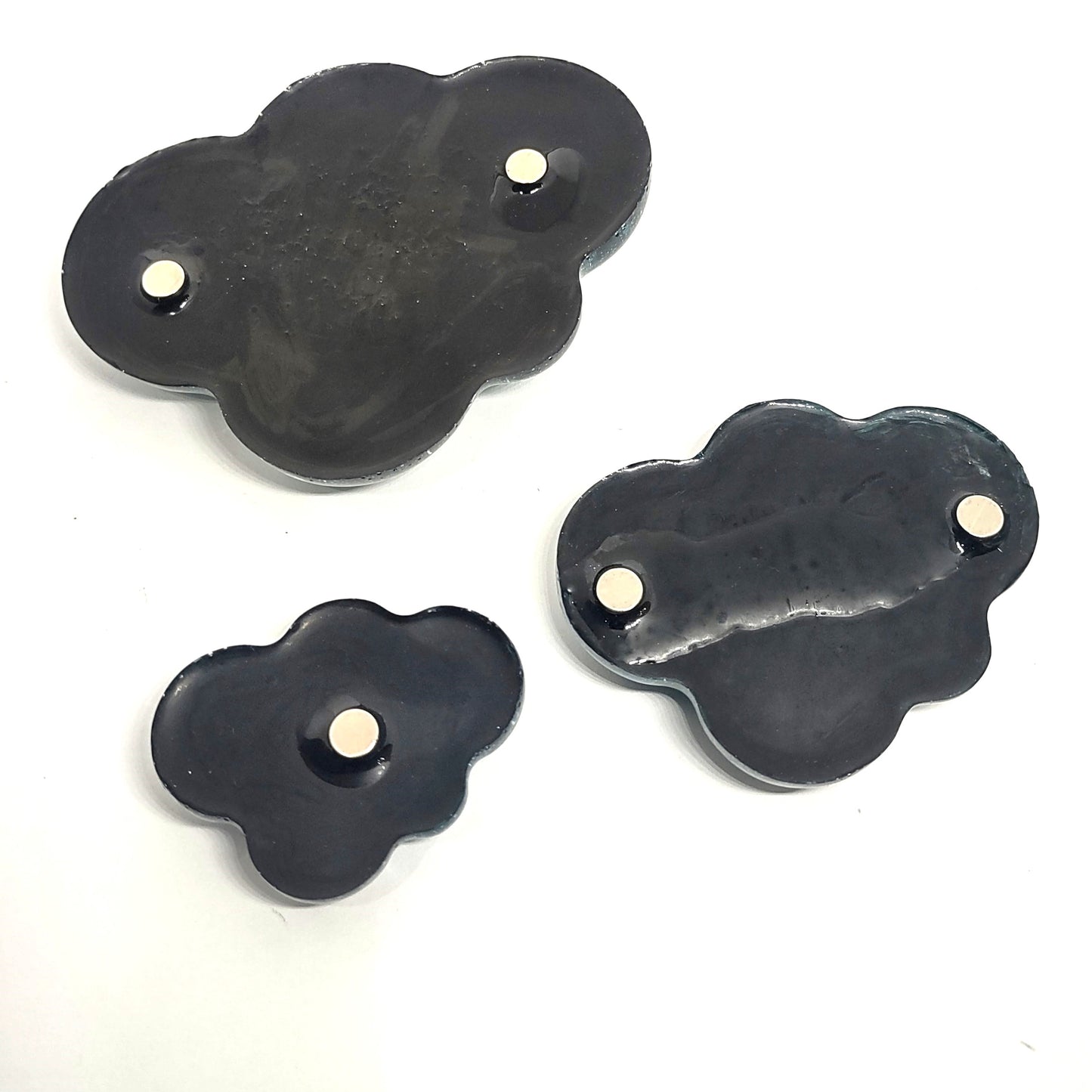 Cloud Magnet Set Blue Holographic Resin Large Medium & Small