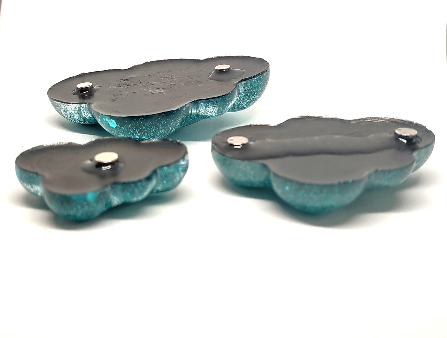 Cloud Magnet Set Blue Holographic Resin Large Medium & Small