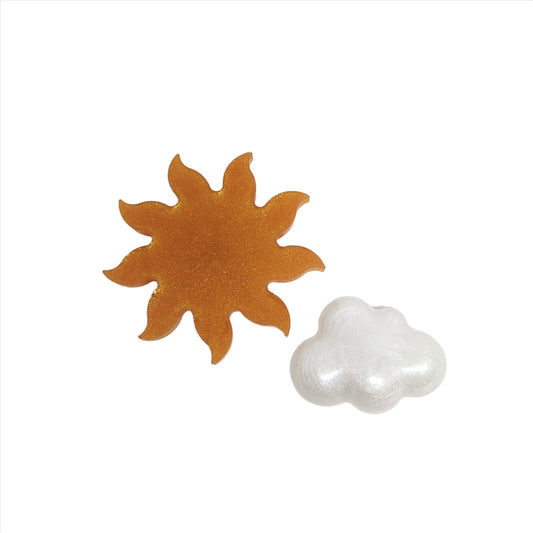 Cloud & Sun Magnet Set Shimmering Resin