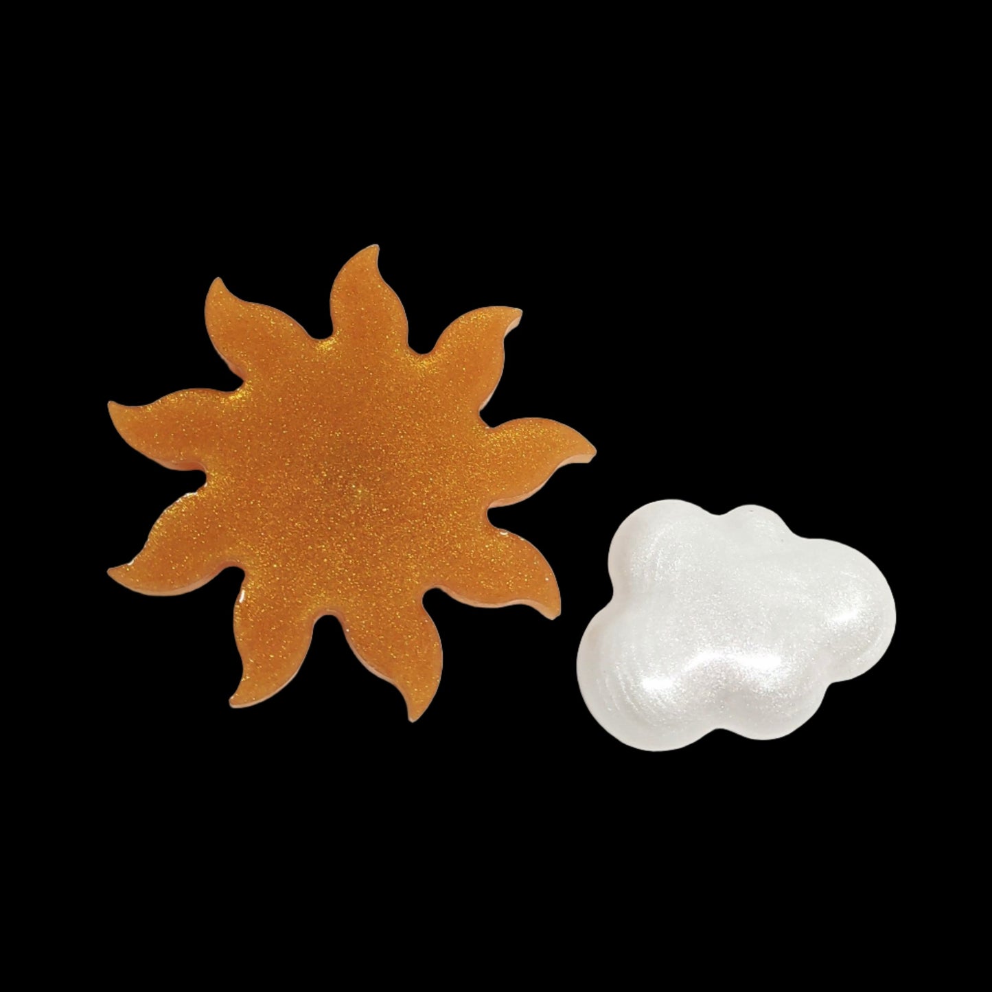 Cloud & Sun Magnet Set Shimmering Resin