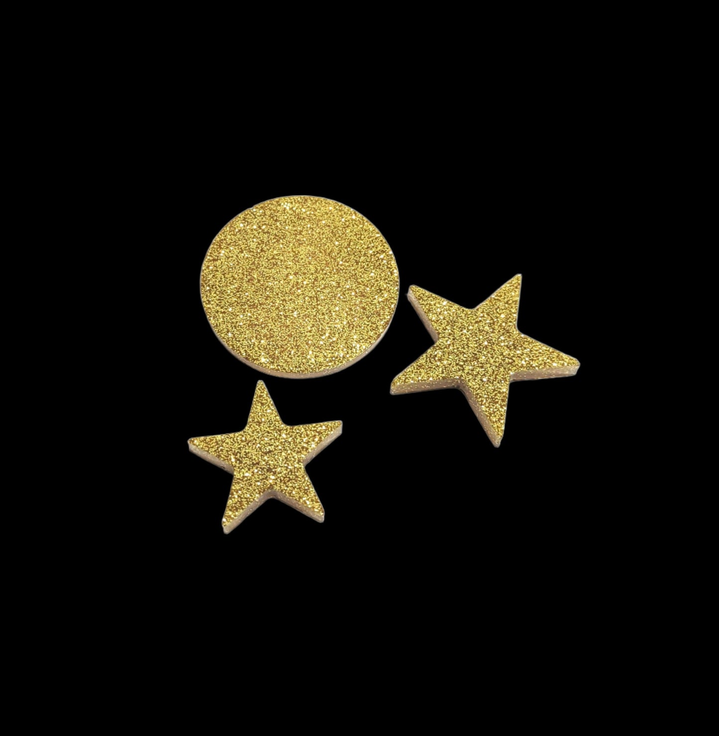 Moon & Star Magnet Set Resin Golden Glitter