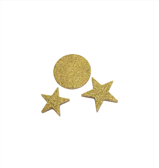 Moon & Star Magnet Set Resin Golden Glitter