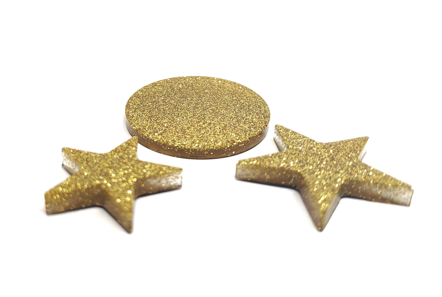 Moon & Star Magnet Set Resin Golden Glitter