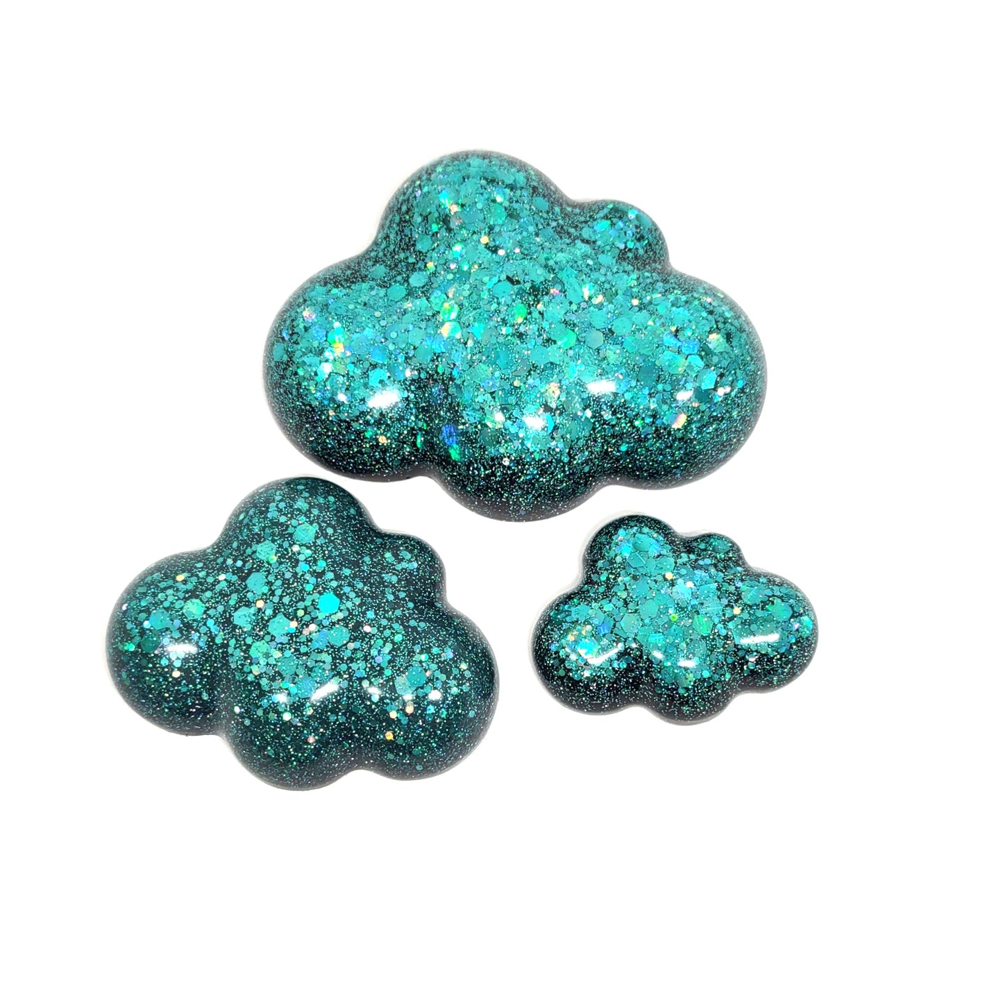 Cloud Magnet Set Blue Holographic Resin Large Medium & Small