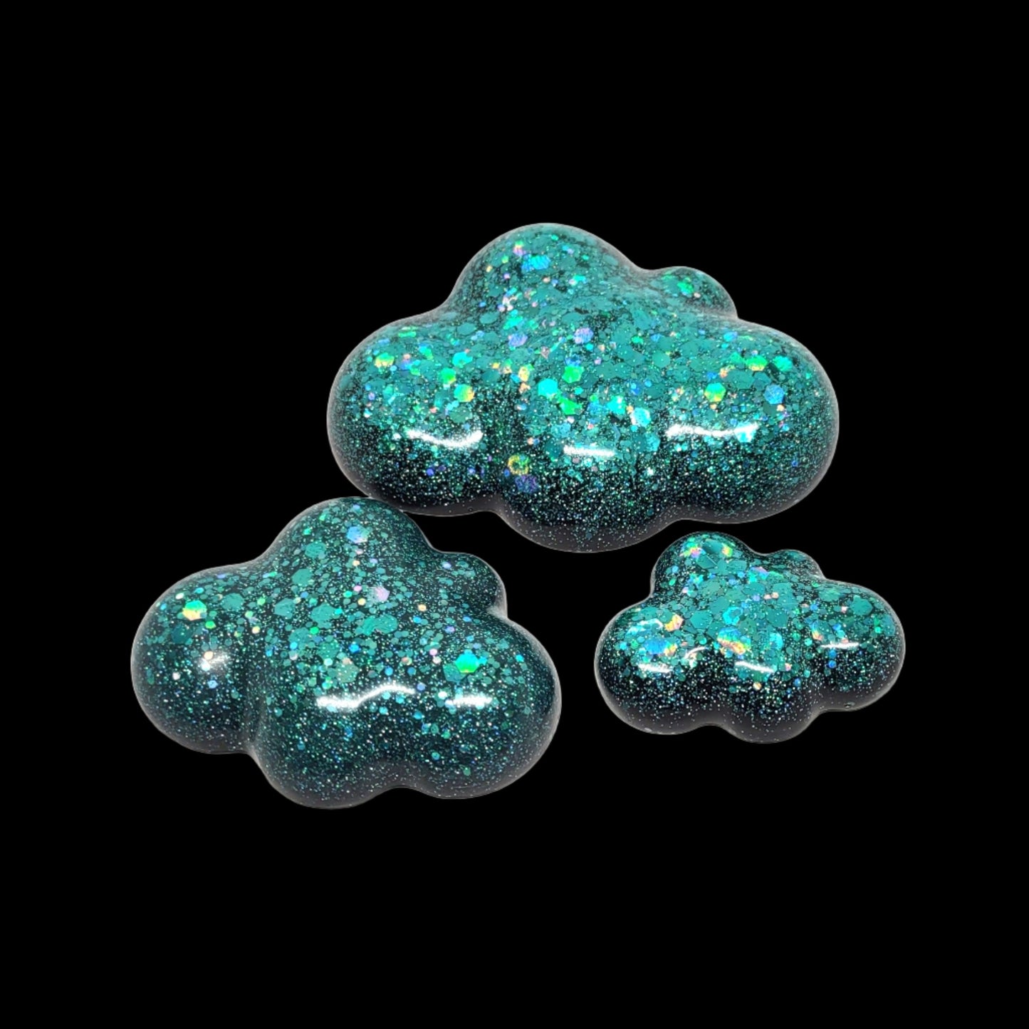 Cloud Magnet Set Blue Holographic Resin Large Medium & Small