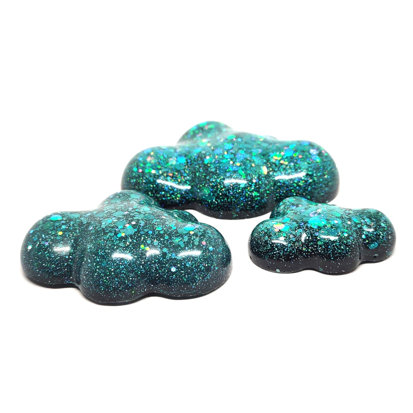 Cloud Magnet Set Blue Holographic Resin Large Medium & Small