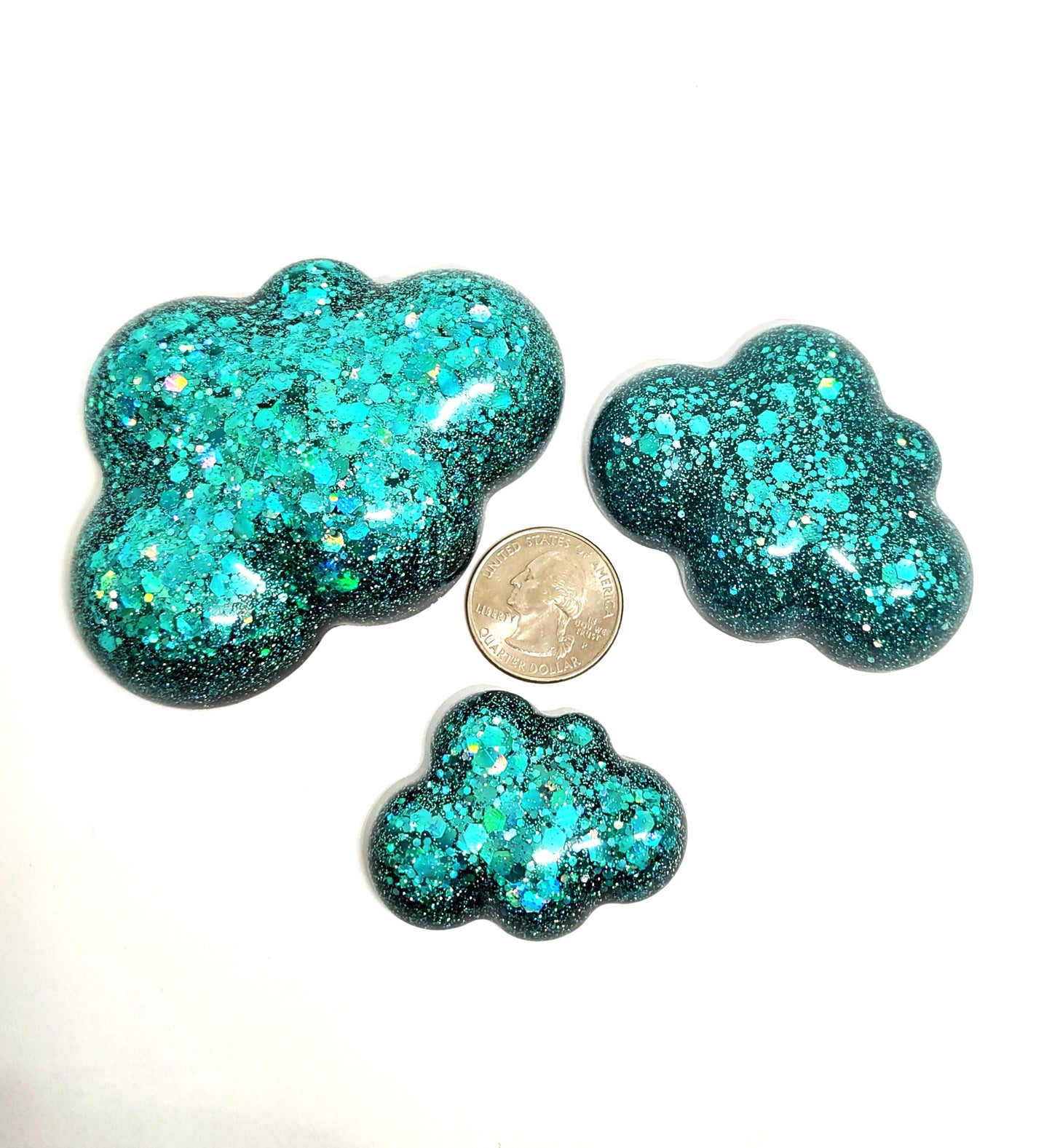 Cloud Magnet Set Blue Holographic Resin Large Medium & Small