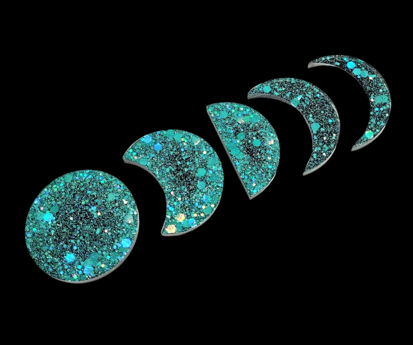 Moon Phase Magnet Set Resin Blue Holographic