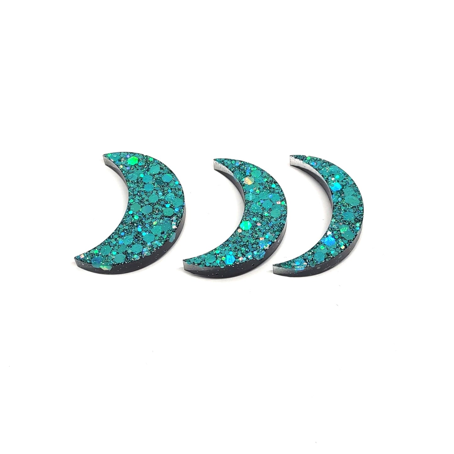 Crescent Moon Magnet Set Blue Holographic Resin Handcrafted Magnet