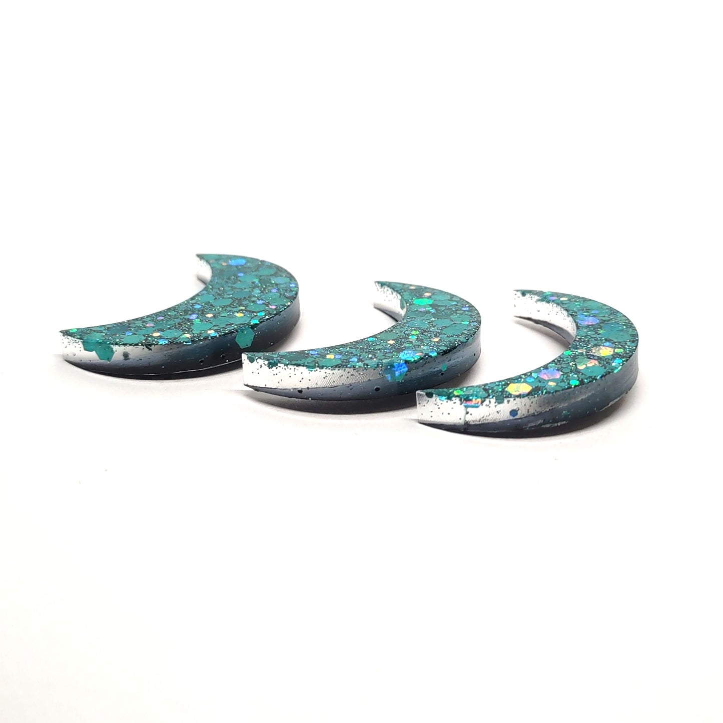 Crescent Moon Magnet Set Blue Holographic Resin Handcrafted Magnet