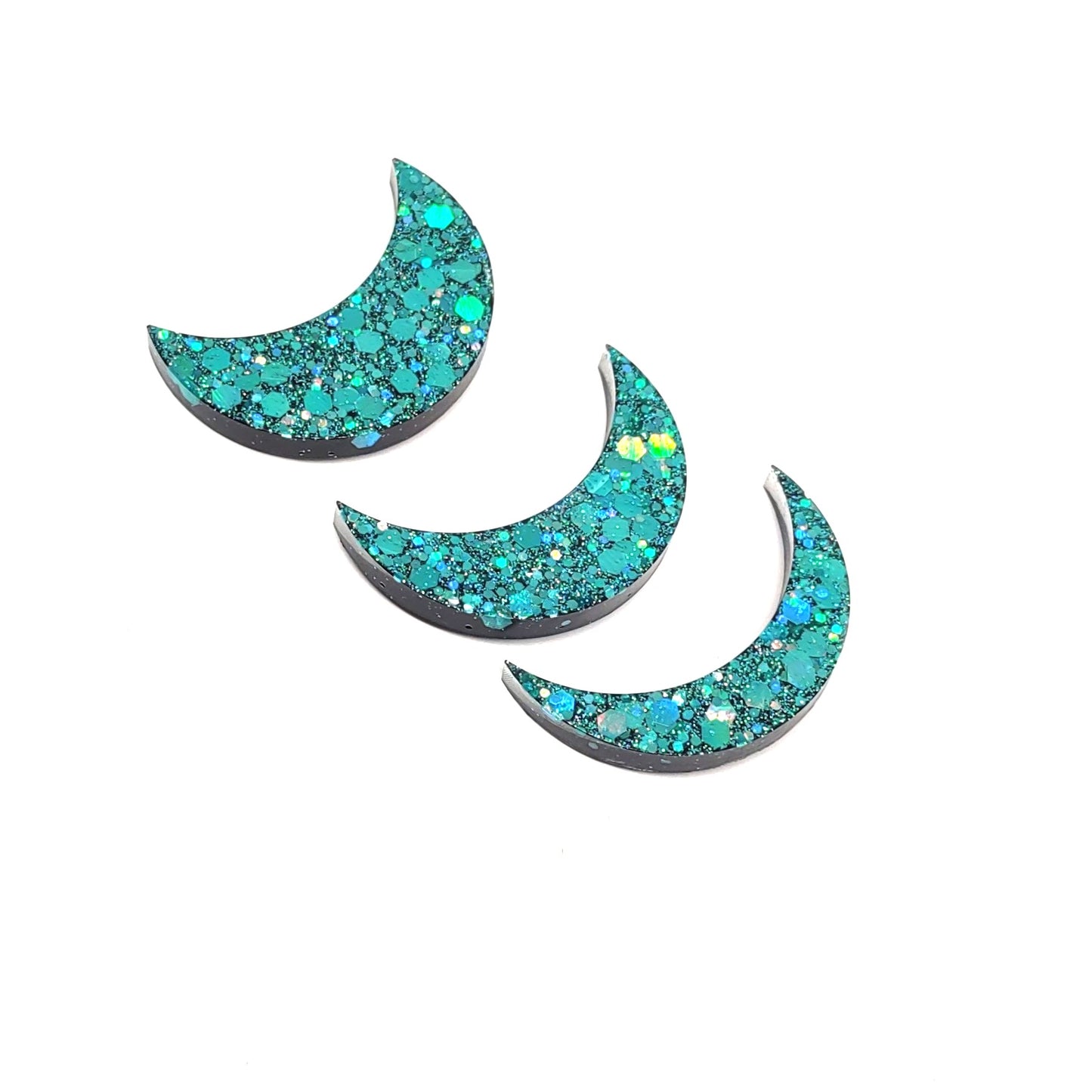 Crescent Moon Magnet Set Blue Holographic Resin Handcrafted Magnet