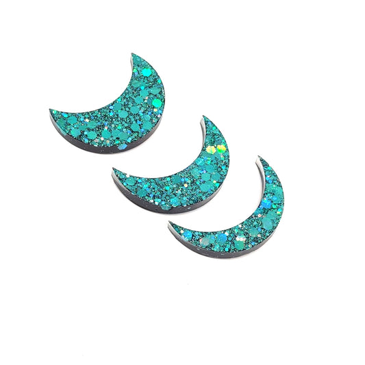 Crescent Moon Magnet Set Blue Holographic Resin Handcrafted Magnet