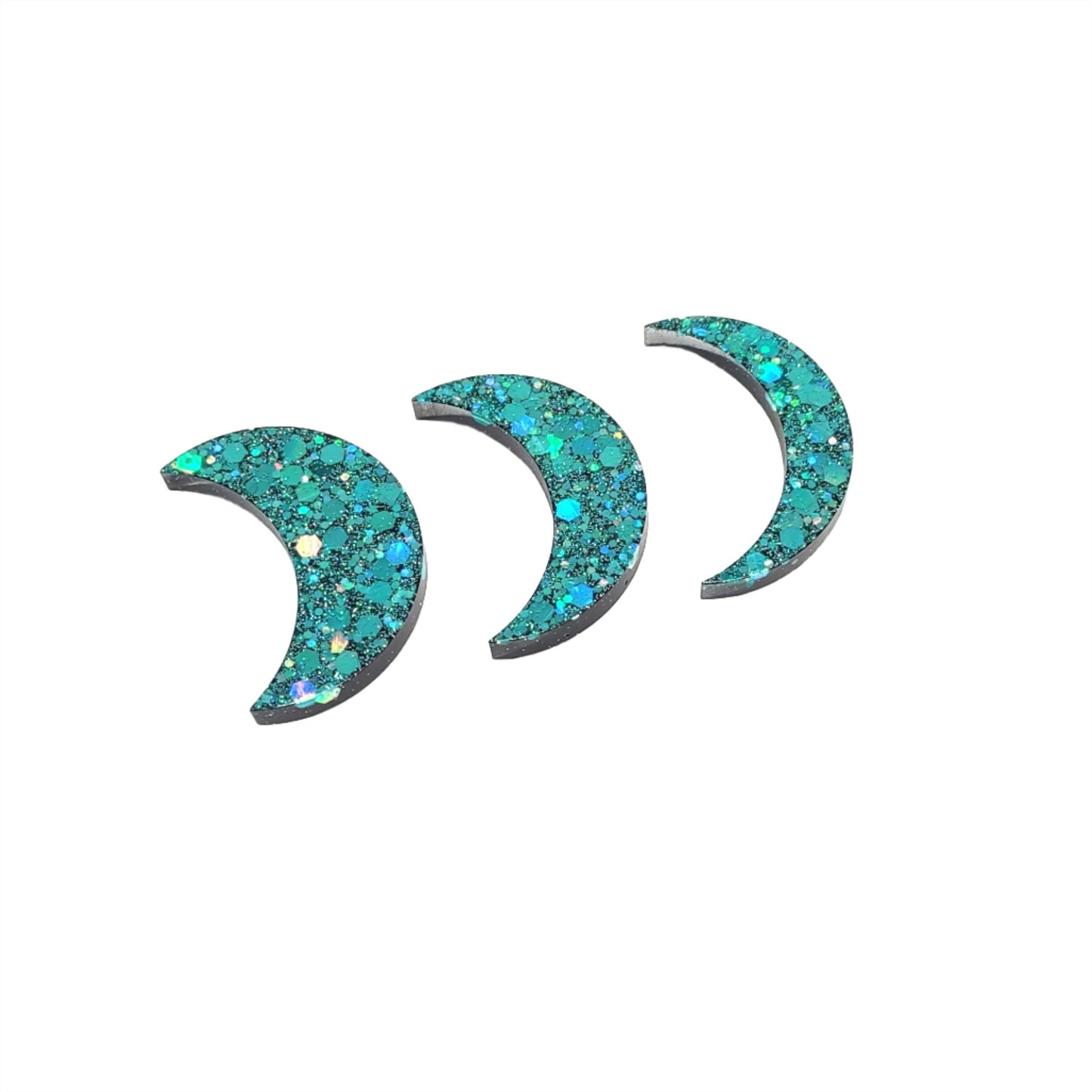 Crescent Moon Magnet Set Blue Holographic Resin Handcrafted Magnet