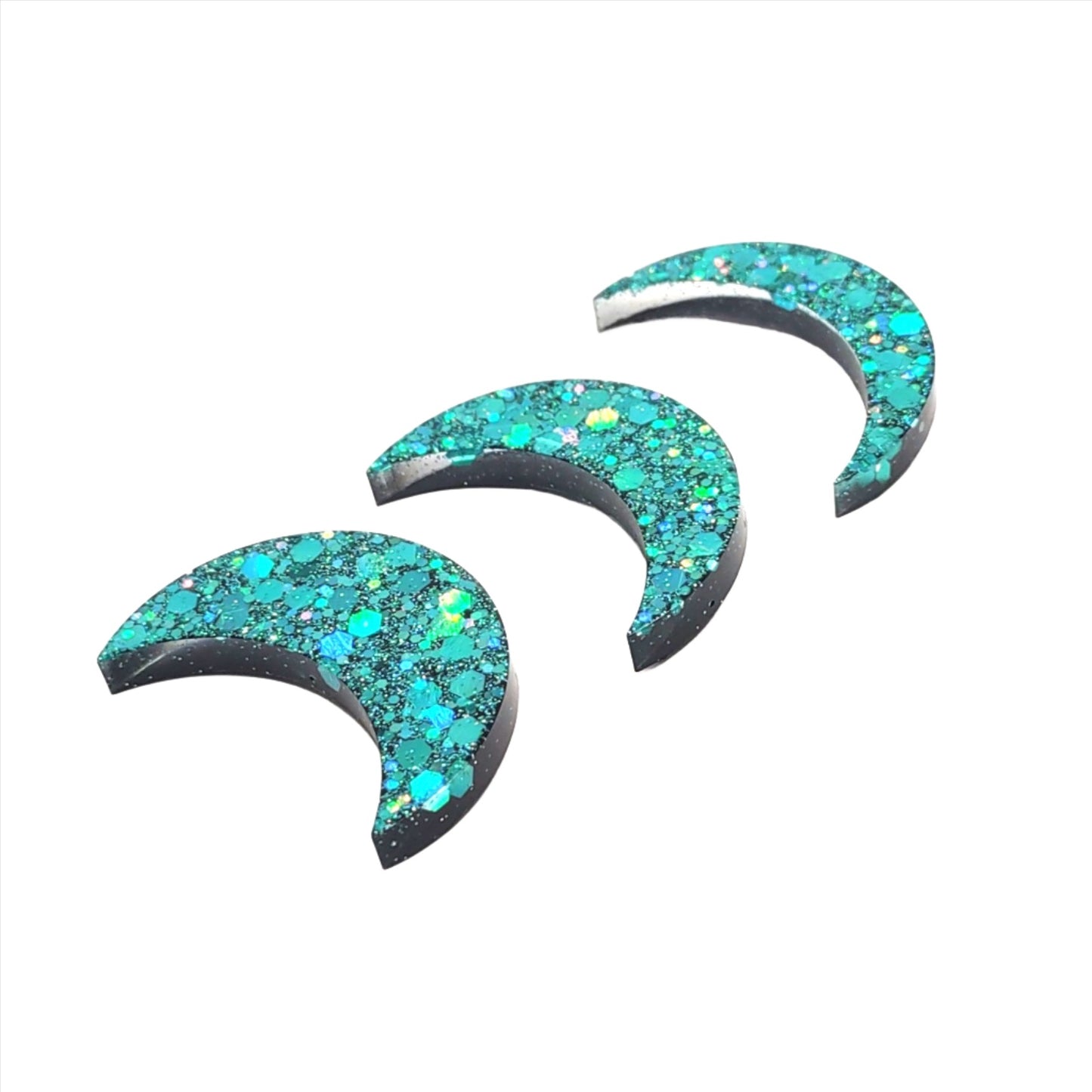 Crescent Moon Magnet Set Blue Holographic Resin Handcrafted Magnet