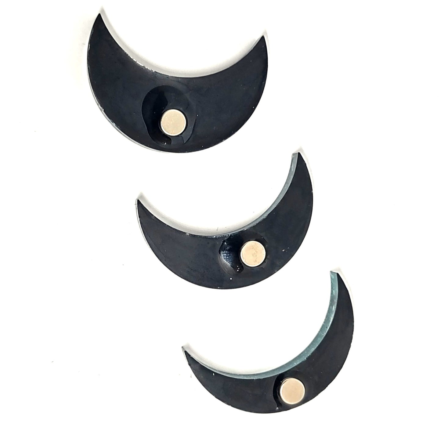 Crescent Moon Magnet Set Blue Holographic Resin Handcrafted Magnet