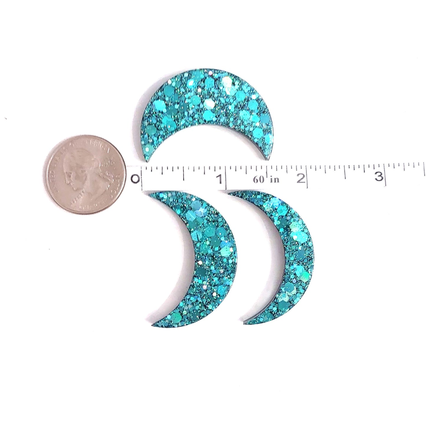 Crescent Moon Magnet Set Blue Holographic Resin Handcrafted Magnet