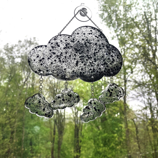 Midnight Black Holographic Cloud Sun Catcher Window Hang Hand Crafted Resin